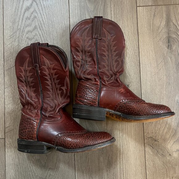 Tony Lama Cowboy Boots Brown Leather Western Made in USA Womens Size 6 - Picture 1 of 11